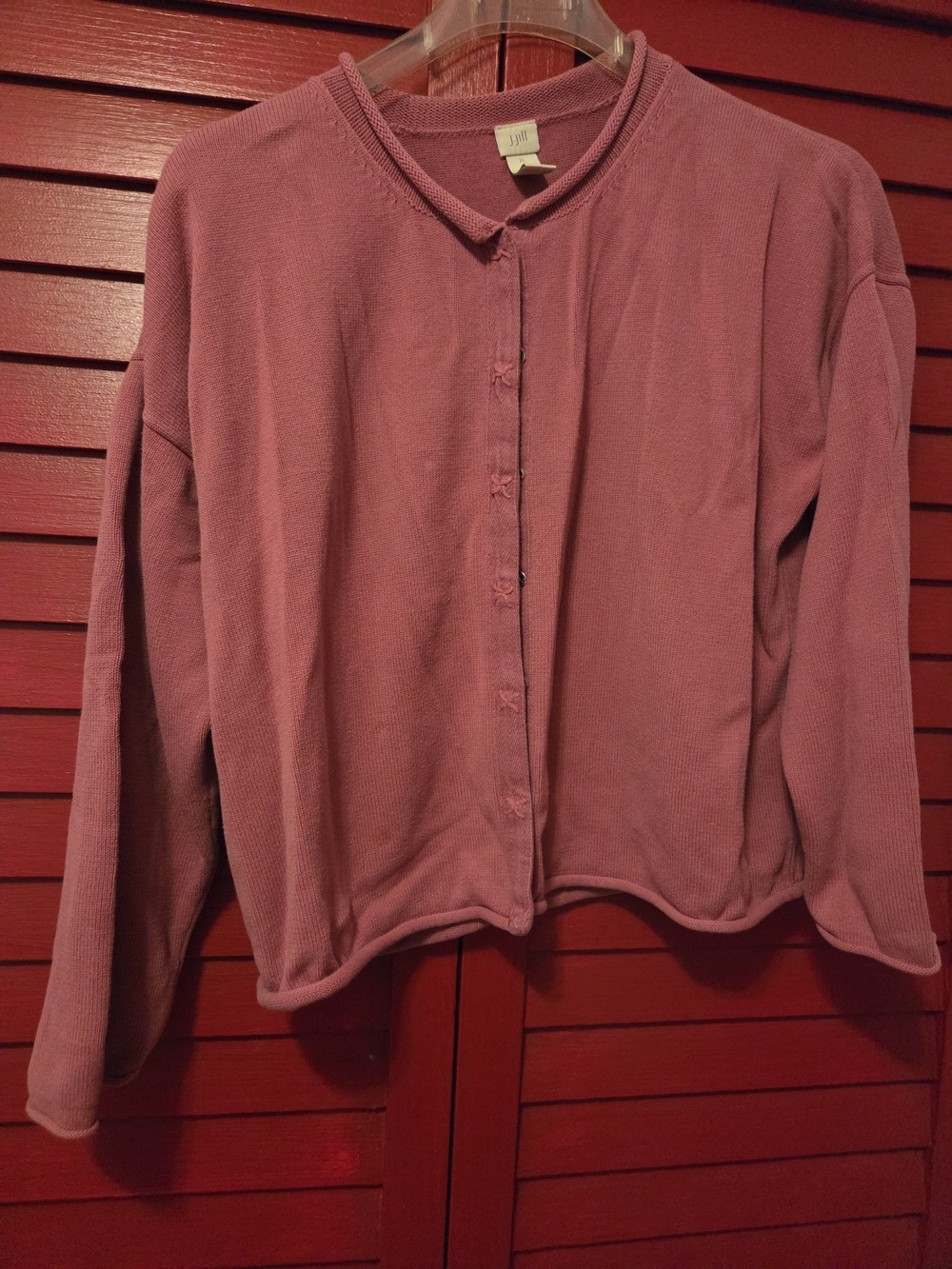 J. Jill Rose-Mauve Cotton Button Cardigan 100% Cotton